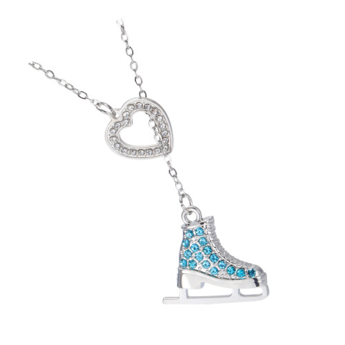 Fun Roller Skate Pendant Necklace Decorated In-blue diamond1