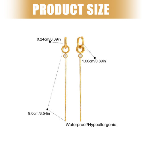 Boucles d'oreilles robustes avec pompons fluides et zircons 2
