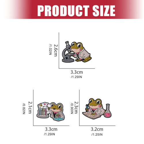 Animal Chemist Theme Brooch Featuring Frogs Microscope-QHXZ4243 2
