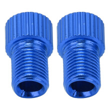 2 Stück Blaue Aluminium Presta-zu-Schrader-Ventiladapter für Mountainbike-Pumpen