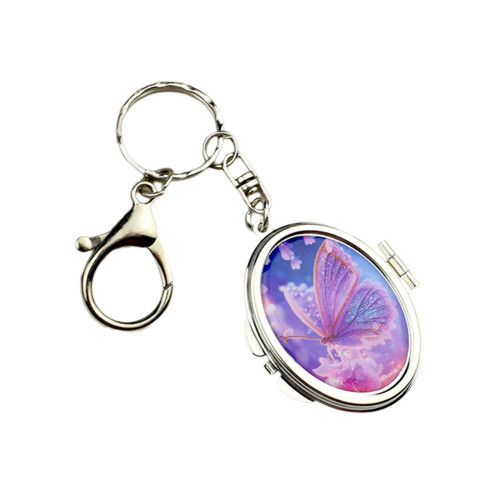 Fashionable Small Vanity Mirror Keychain Secure Attachment-D