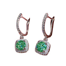 Square Zircon Earrings for Special Occasions Like-Green