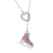 Adorable collier à breloques patins à glace avec-diamant rouge1