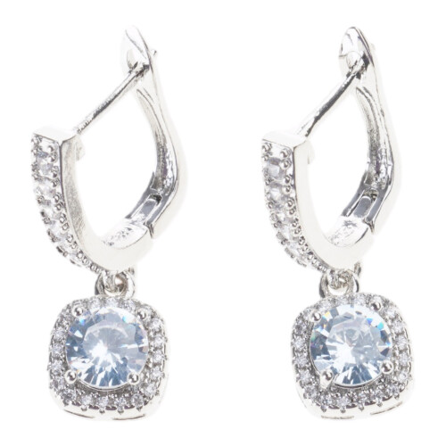 Comfortable Copper Square Studs With Zircon Accent-White