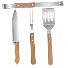 BBQ Grill Tool Set Stainless Steel Heavy Duty with HeatResistant Wooden Handles for Camping Outdoor Cooking