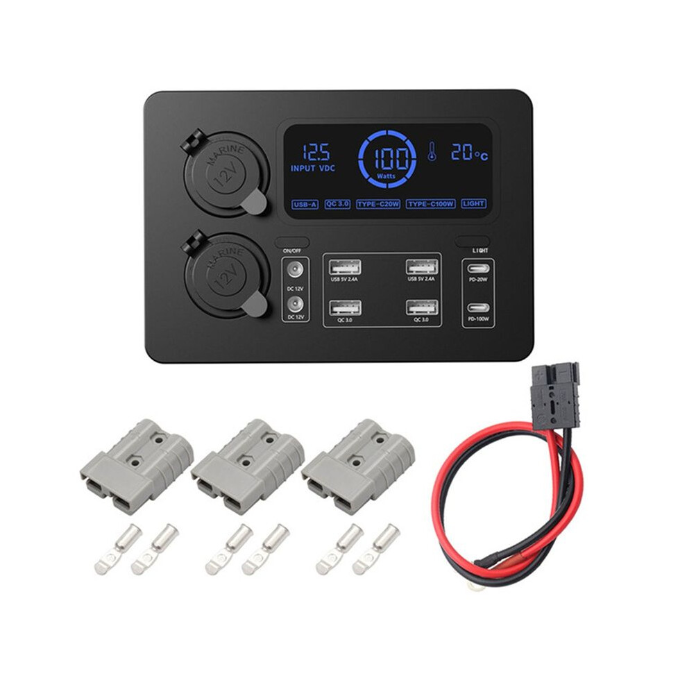 Portable Control Hub With Led Lights Adapter Power Box With Led Lights 100W For Rvs,Boats Display Power Box 12V B 6032462488380
