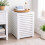 White Bamboo Laundry Basket with Lid - Bathroom Storage Cabinet Unit 2