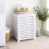 White Bamboo Laundry Basket with Lid - Bathroom Storage Cabinet Unit 5
