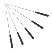 Marshmallow Roasting Sticks Set of 5, Colorful Stainless Steel BBQ Skewers with Rotating Handles for Campfire