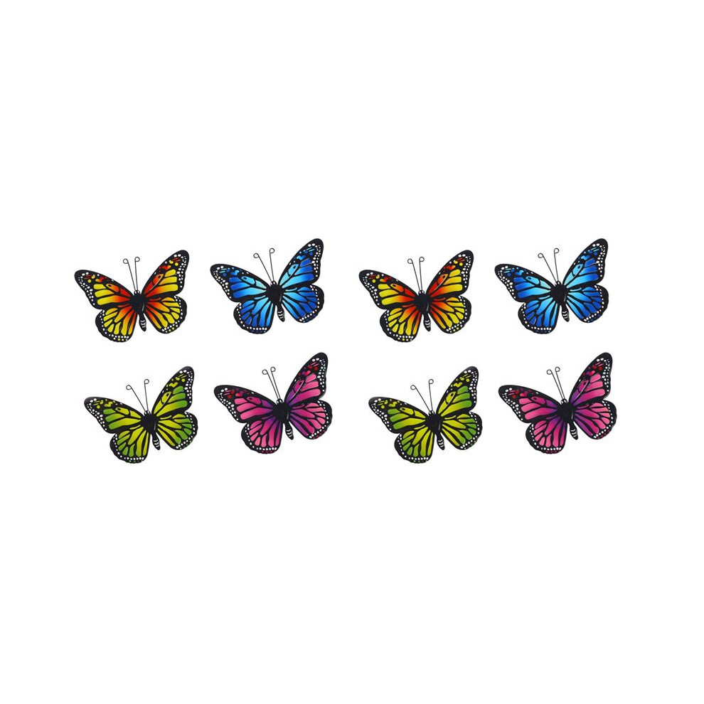 Semoic Metal Butterfly Wall Decor Outdoor, 8 Pack Hanging Metal Butterflies Wall Art Sculptures For Indoor And Outdoor Decor