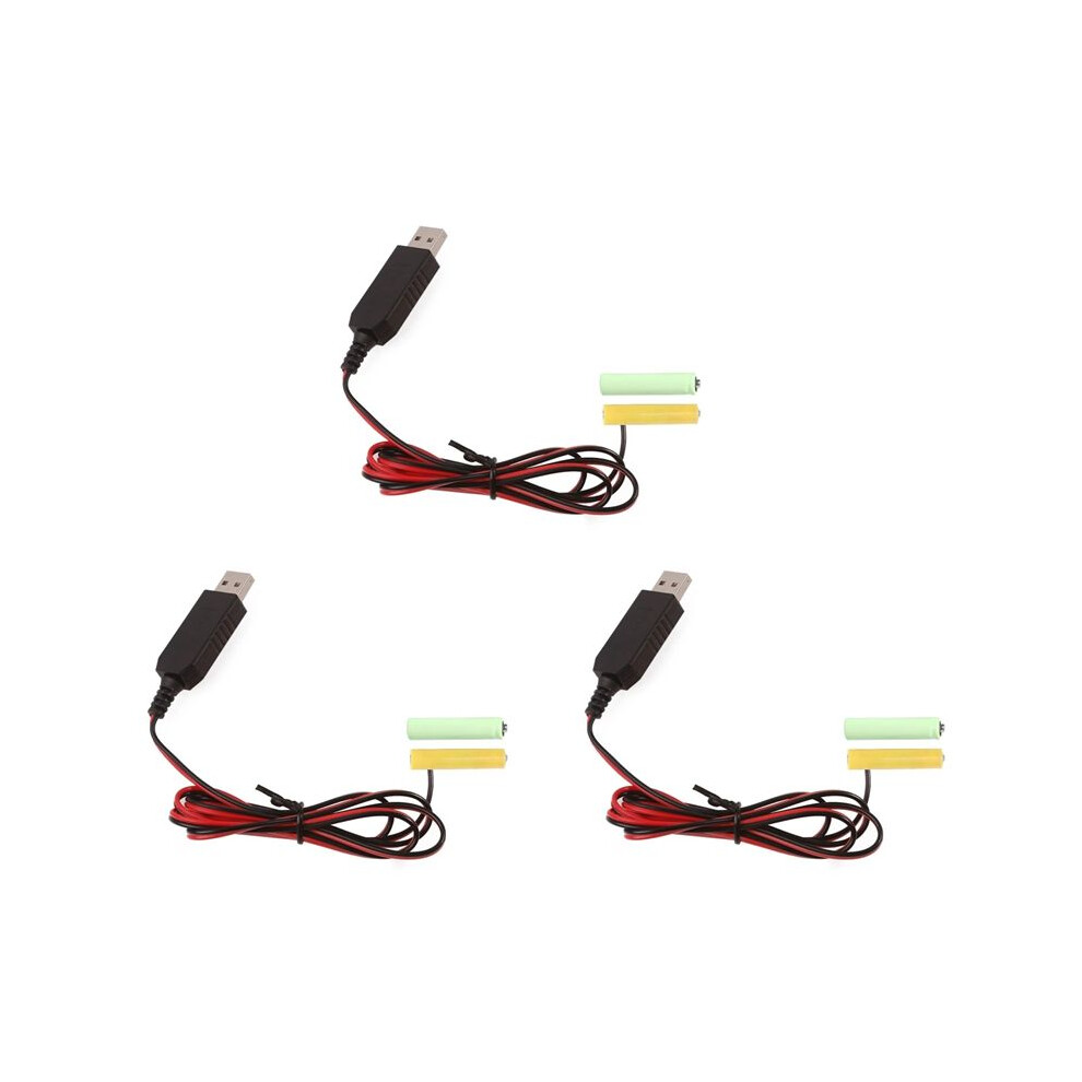 Photos - Other for Computer 3X USB 5V to 3V LR03 AAA Dummy Battery Eliminators Cable for Remote Control Radio LED Light 2m