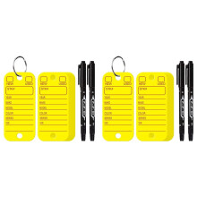 2X PVC Tags with Labels and Rings, Car Key Tags for Organization, and Luggage Tags with Markers 200PCS Yellow