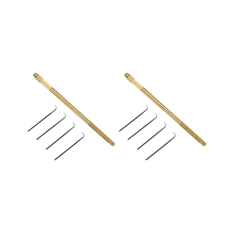 Semoic 8Pcs Ventilating Needles +2 Brasss Holder Making/Repair Lace Wigs Toupee Hairpiece Wig Knotting Hook Sets Beaded Hook