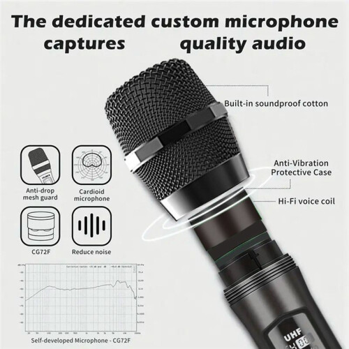 Microfono Wireless Ricaricabile Universale U-Segment Microfono da  A Due U-Segment Microfono Palmare K Singer Home