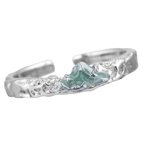 Adjustable Opening Copper Love Ring Mountain Sea Themed-1