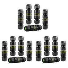 15Pc IP68 Waterproof 2 Way 3-Core Junction Box Electrical Cable Connector M16 Wire Range(3.5-10mm), Repair Cables
