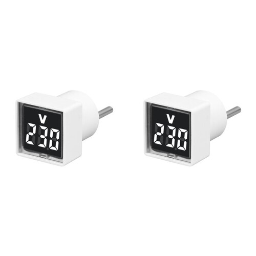 2X Digital Voltmeter Square AC220V Square Voltage Tester with LED Display and Indicator Light EU Plug White 1