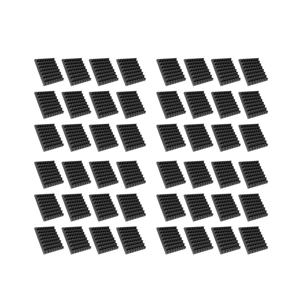 48 Pack Pyramid Sound Proof Foam Panels With Self-Adhesive, 12X12x2inch Acoustic Foam Panels Of High Density (Black) 4711096178561