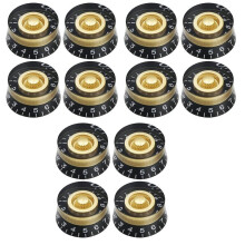 12Pcs Volume Tone Speed Control Knobs for LP Style Bass Electric Guitar Parts, Transparent Golden
