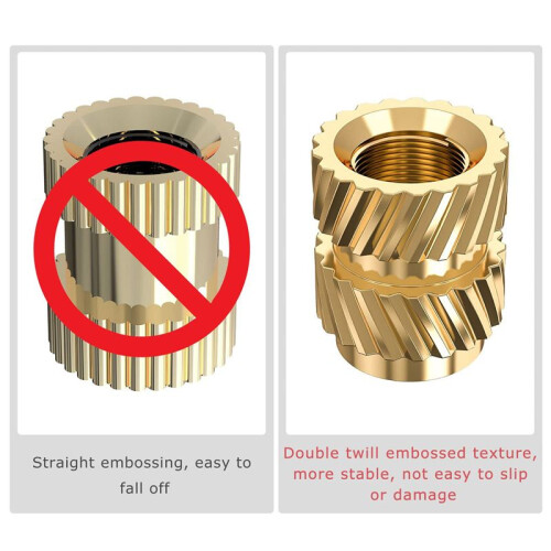 480Pcs M3X5.7-OD4.6 Thread Knurled Brass Threaded Heat Set Heat Resistant Insert Embedment Nut for 3D Printer