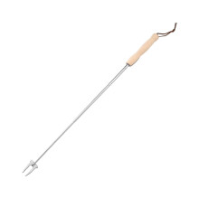 Telescopic Roasting Fork Stainless Steel Adjustable BBQ Stick with HeatResistant Wood Handle for Camping
