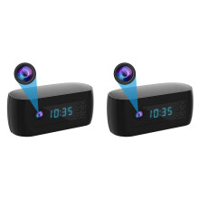 2X Cámara Wifi con Reloj Full HD 1080P, Control Inalámbrico, Visión Nocturna por Infrarrojos, Videocámara, Monitor de Vigilancia para el Hogar