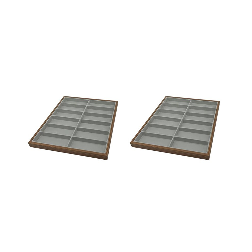 2X New 12 Grids Walnut Wooden Glasses Storage Rack Sunglasses Display Tray Eyewear Eyeglasses Storage Organizer Boxes Brecantia