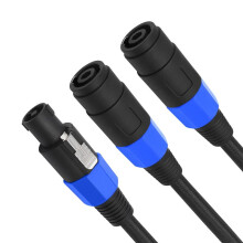 2X Câble Répartiteur Speakon Mâle Vers 2 Femelles, Câble Audio à Verrouillage par Rotation, Connecteur de Haut-Parleur NL4FC à 4 Conducteurs.