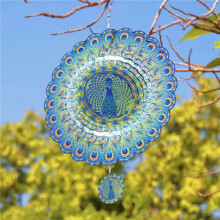 2X 3D Rotating Wind Chime Outdoor Garden Metal Colorful  Ornament for Garden Decoration