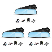 3 Set 4.3 Inch Car DVR Rearview Mirror Driving Video Recorder Dual Lens Dash Camera 1080P