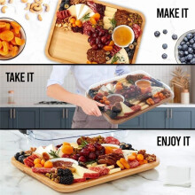 Wooden Cheese Board Snack Tray Picnic Box Tray with Grid Fruit Bento Box Suitable for Outdoor Travel Camping Vacation
