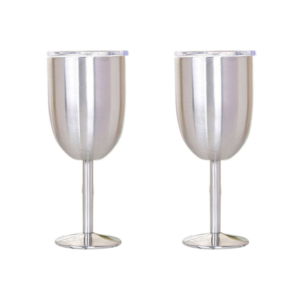 Semoic 2X Wine Glass Stainless Steel Double Layer Goblet Color Large Capacity Tumbler Resistant Wine Cup Silver