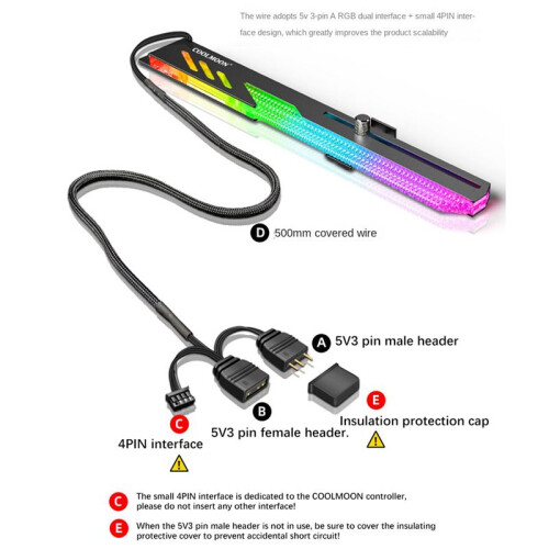 2X COOLMOON GT8  Card Bracket ARGB Computer Shenguang Synchronous Horizontal Chassis Fixed GPU Support 2