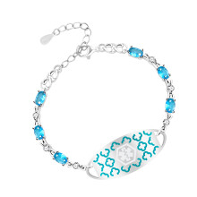 Adjustable Copper Bracelet Zircon Decoration Theme Health-Blue