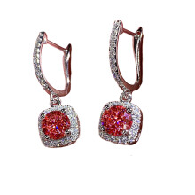 Boucles d'oreilles en cuivre robustes, modèles carrés en-Rouge