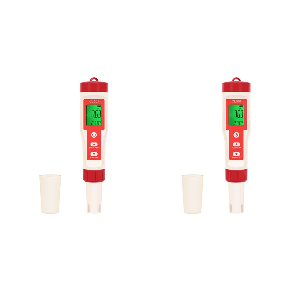 2X Chlorine Testing Pen 5 In 1 Water Quality Tester Cl2 Temp Ph H2 Orp Measuring For Aquarium Swimming Pool 6032724608167