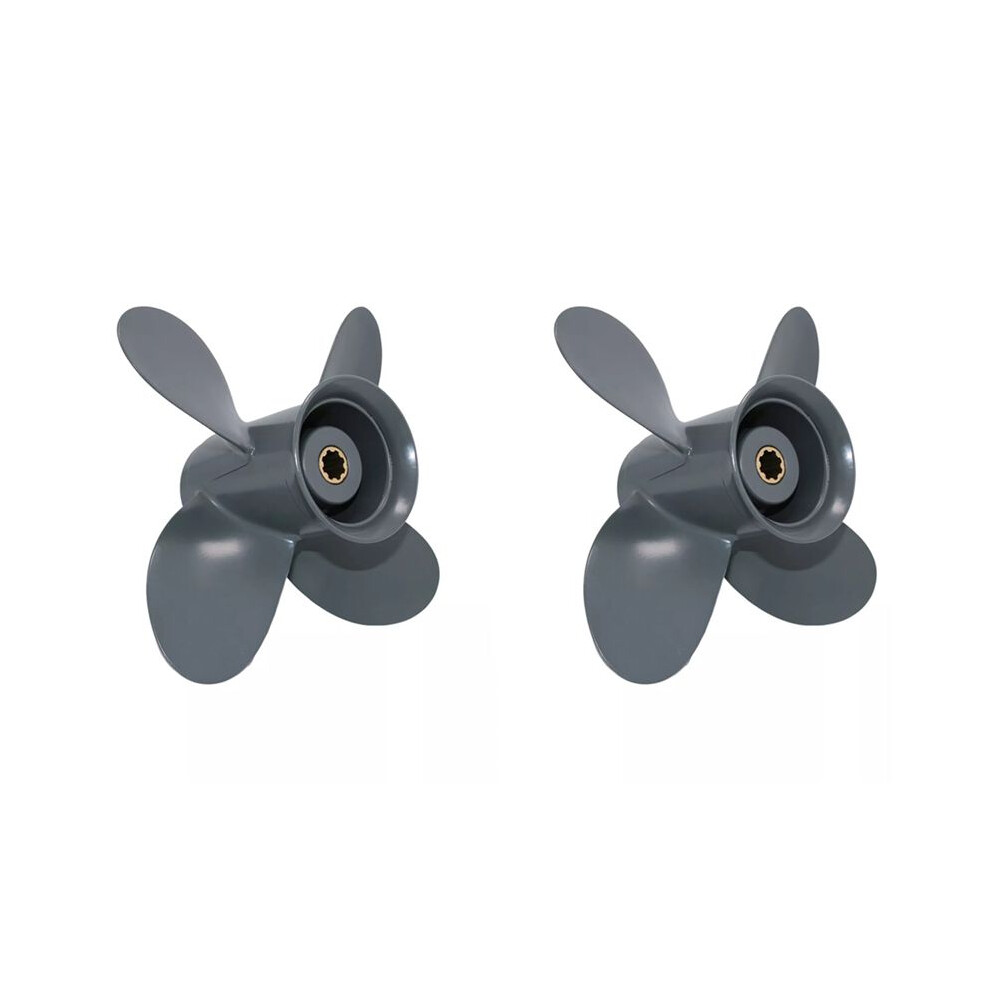 2X Boat Outboard Propeller 9 1/4X11 58134-Zv4-011Ah For Aluminum 8Hp-20Hp 8 Tooth 4 Blades 4712898655557