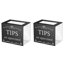 2X Tip Jars for Money Acrylic Tip Cash Box Donation Tip Bucket 6x4x5 Inch Container Suggestion Box Raffle Cash Box