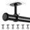 6 Pack No Drill Ceiling Mount Rod Brackets, Heavy Duty Self Adhesive Holders, Adjustable Hooks Hanging Black 2