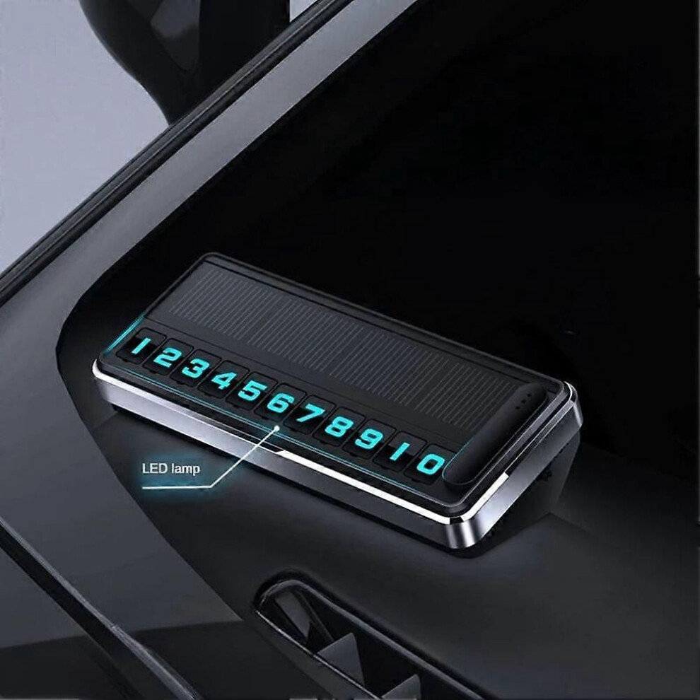 1Pc Solar Car Phone Number Plate Led Lighting Temporary Parking Card Hidden Plates Multiple Number Parking Gadgets 9345346691156