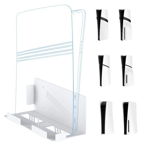 Wall Mount Bracket for PS5 Pro Console Wall Mount Organizer for PS5 Game Console Universal Wall Storage Rack White 1