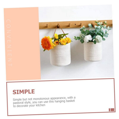 2pack Wall Mounted Baskets Wicker Storage Baskets Cotton Fabric Hanging for Flower Home Decor 1