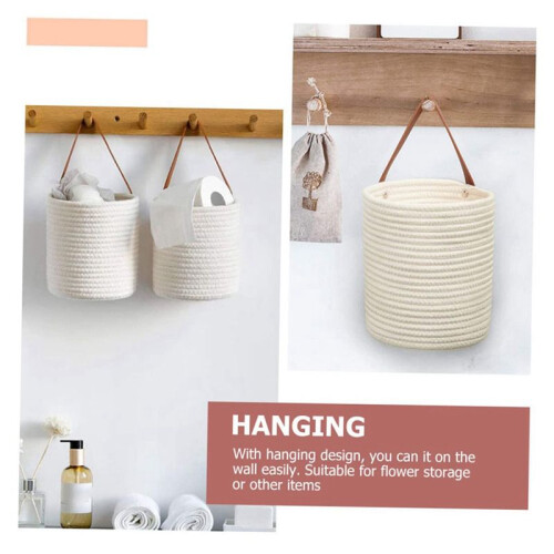 2pack Wall Mounted Baskets Wicker Storage Baskets Cotton Fabric Hanging for Flower Home Decor 2