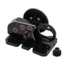 2Low CNC Gearbox Middle Transmission Box with Overdrive Gear for LCG 1/10 RC Crawler Axial SCX10 III 90046 TRX4 Black