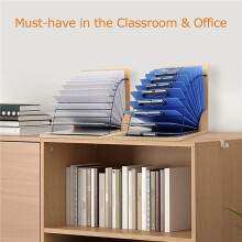 2X Clipboard Holder, Clipboard Storage Rack Wooden Clipboard Holder with Sturdy Metal Shelf Organizer