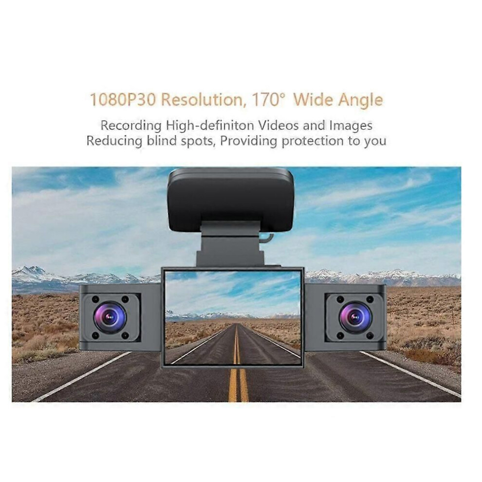 Car Dash Cam Video Recorder 3 Lens 24H Parking Monitor Rear View 3 Channel 1080P Hd Dash Cam 9345346682185