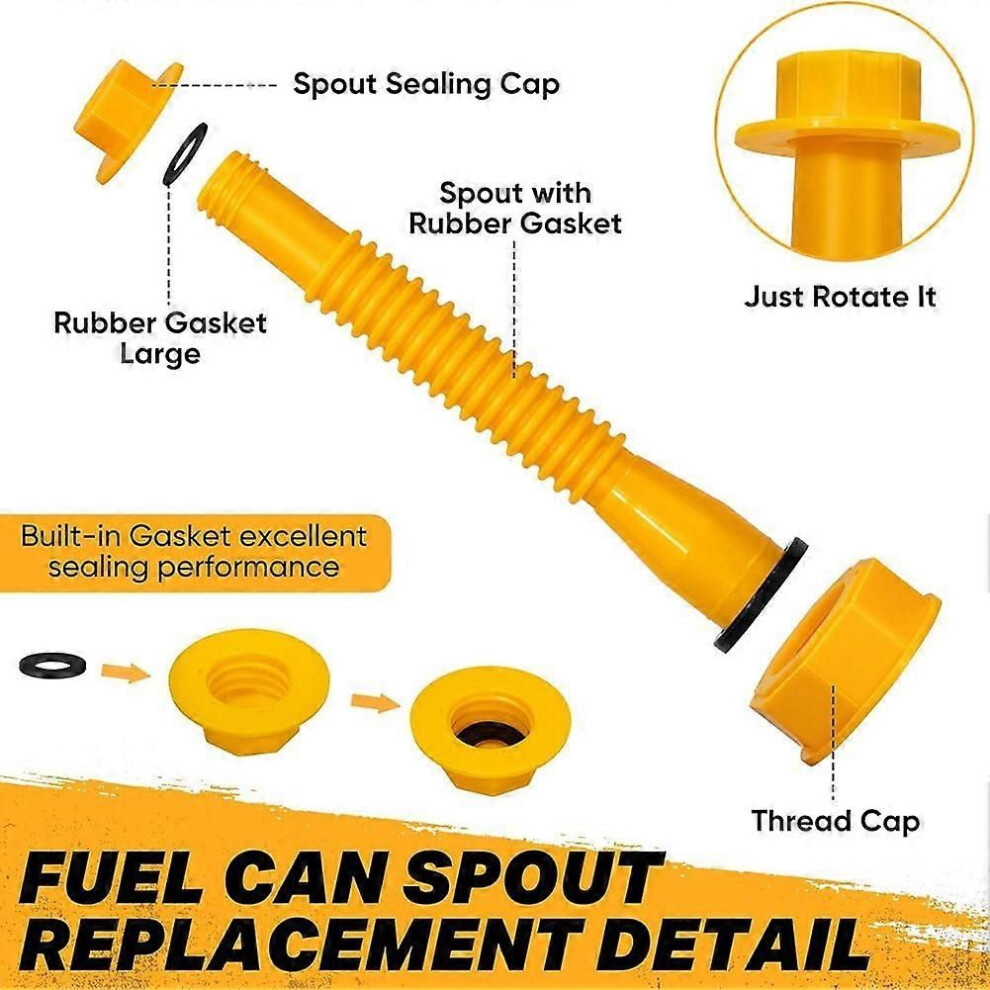 Gas Can Spout Replacement Kit, Gas Can Nozzle Replacement Fit For 1/2/5/10 Gallon Gas Cans, Flexible Nozzles Kit 9345346661630