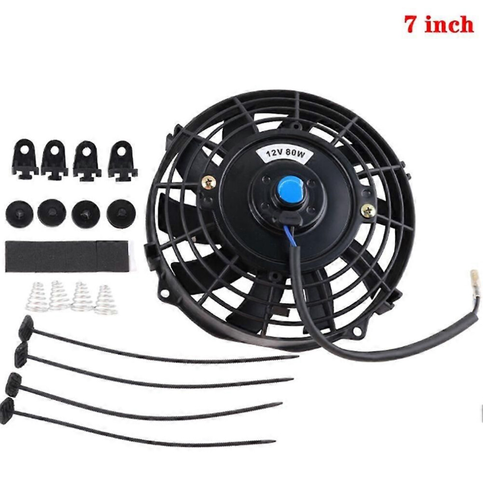 Universal 7 Inches 12V 80W 2100Rpm Car Air Conditioning Electronic Radiator Cooling Fan Blade Electric Cool Kit 9345346665966