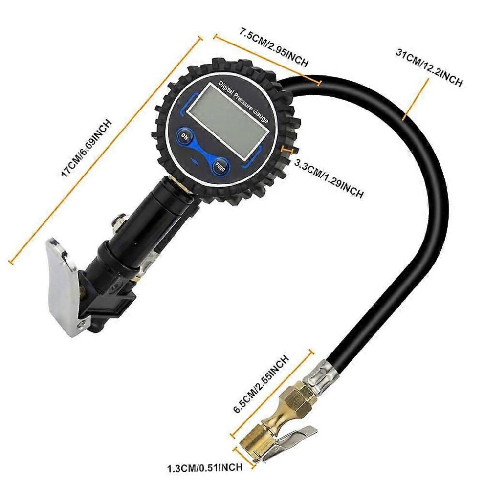 250Psi Lcd Display Tire Pressure Counter Digital Backlight Vehicle Tester Inflation Monitoring Pressure Gauge 9345346644510