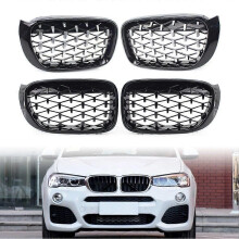 Car Front Kidney Grill Front Hood Grill Mesh Grille 51117338571 51117338572 for BMW X3 F25 X4 F26 2014-2017,A